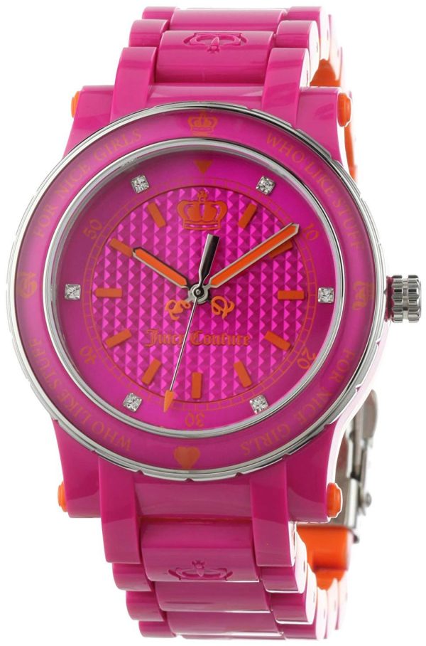 Juicy Couture HRH Pink Plastic Quartz Pink and Orange Dial Girl s Watch 1900727 on Sale