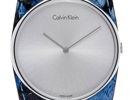 Calvin Klein Spellbound Blue and Black Leather Silver Dial Quartz Womens Watch K5V231V6 Online