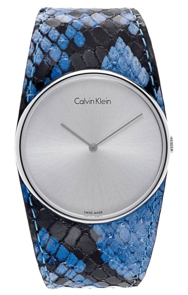 Calvin Klein Spellbound Blue and Black Leather Silver Dial Quartz Womens Watch K5V231V6 Online