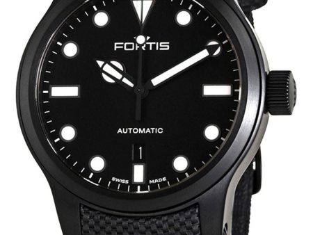 Fortis Shoreliner Lighthouse Automatic Black PVD Black Dial Black Textile Strap Date Divers Mens Watch F4020004 For Cheap