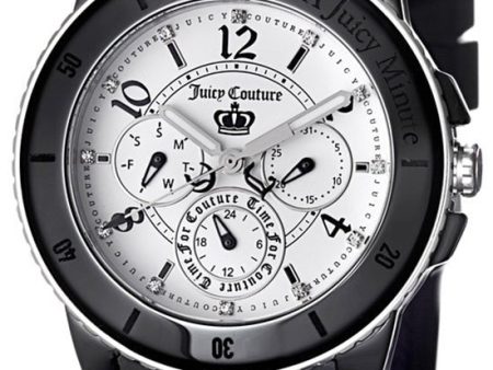 Juicy Couture Pedigree Ceramic & Steel White Dial Black Rubber Strap Women s Watch Day Date 1900756 Online Sale