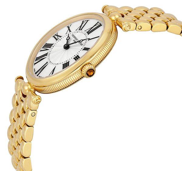 Frederique Constant Classics Art Deco Yellow Gold Plated Stainless Steel Oval Case Mother-of-Pearl Dial Quartz Womens Watch FC-200MPW2V5B Fashion