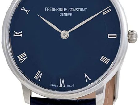 Frederique Constant Slimline Stainless Steel Mens Strap Watch Navy Dial FC-200RN5S36 Online Sale