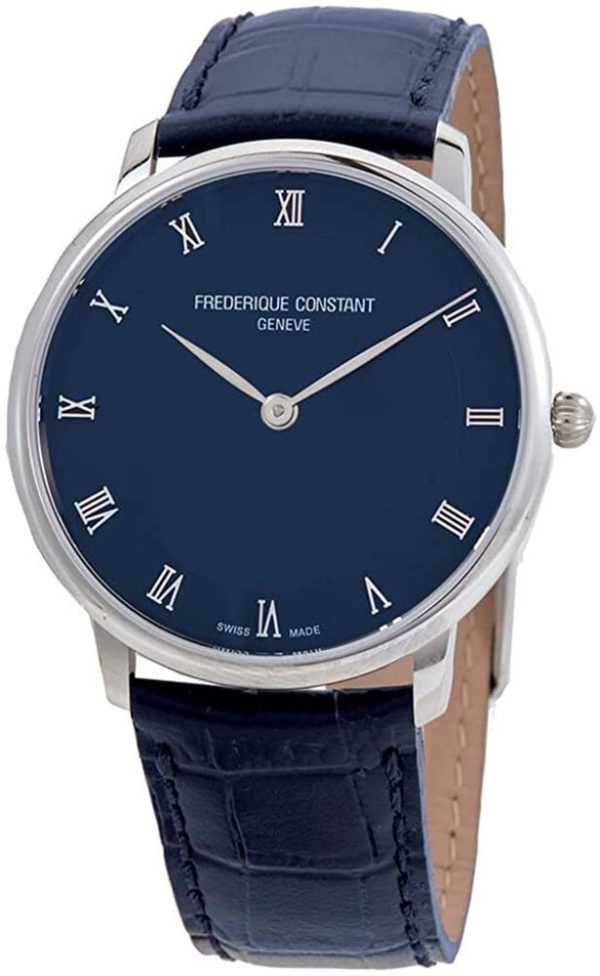 Frederique Constant Slimline Stainless Steel Mens Strap Watch Navy Dial FC-200RN5S36 Online Sale