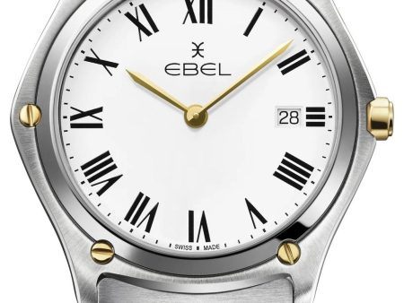 Ebel Sport Classic Stainless Steel & Gold White Dial Date Quartz Mens Watch 1216567 Supply