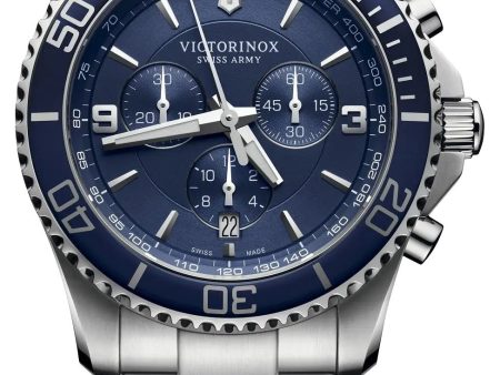 Victorinox Swiss Army Maverick Chronograph Stainless Steel Blue Dial Date Quartz Mens Watch 241689 Sale