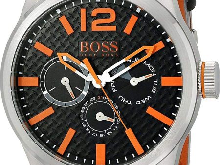 Hugo Boss Orange Men s 1513228 PARIS Analog Display Quartz Black Watch Supply