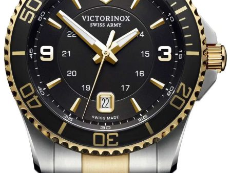 Victorinox Swiss Army Maverick Two-Tone Stainless Steel Black Dial Date Mens Watch 241824 Cheap