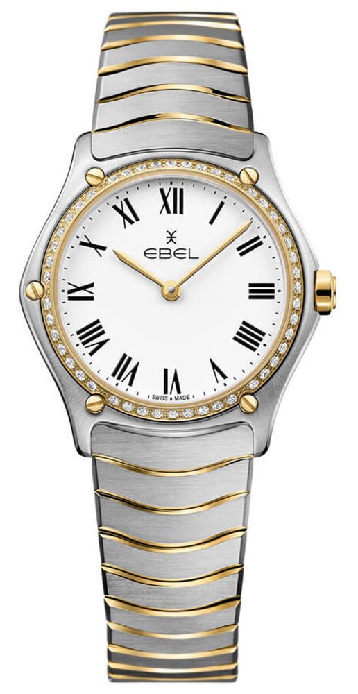 Ebel Wave Stainless Steel & 18K Yellow Gold White Dial Diamonds Quartz Womens Watch 1216389 Online Sale