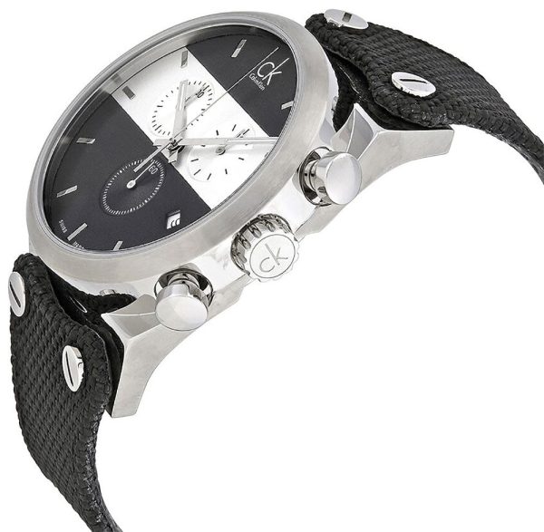 Calvin Klein Eager Chronograph Black Nylon Strap Black and Silver Dial Quartz Mens Watch K4B371B3 Online Hot Sale