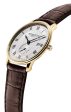 Frederique Constant Slimline Small Seconds Yellow Gold Plated Steel Silver Dial Brown Leather Strap Date Quartz Mens Watch FC-245M4S5 Online Sale