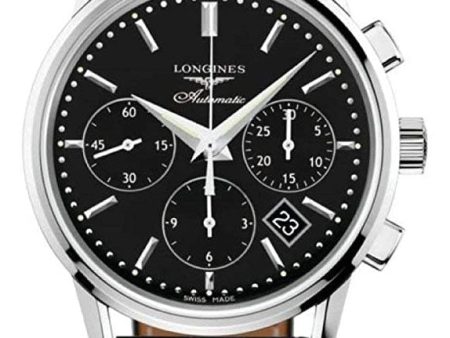 Longines Heritage Automatic Chronograph Stainless Steel Black Dial Black Leather Strap Date Mens Watch L2.749.4.52.0 For Cheap