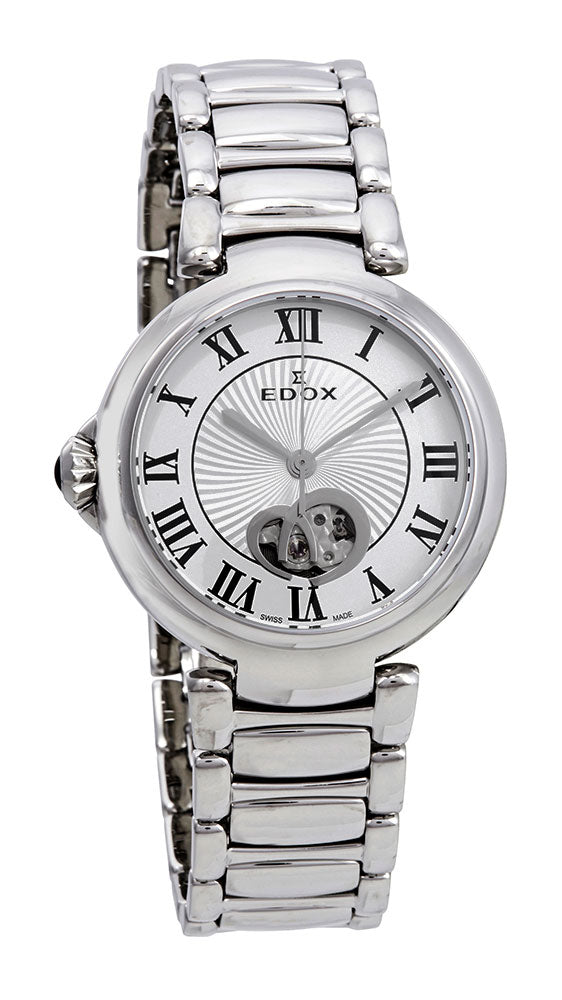 Edox LaPassion Open Heart Stainless Steel Silver Dial Ladies Automatic Watch 85025-3M-ARN Online now