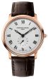 Frederique Constant Slimline Small Seconds Rose Gold-Plated Silver Dial Brown Leather Strap Quartz Mens Watch FC-235M4S4 For Discount