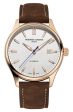 Frederique Constant Classics Index Automatic Rose Gold PVD Silver Dial Brown Leather Strap Date Mens Watch FC-303NV5B4 Fashion