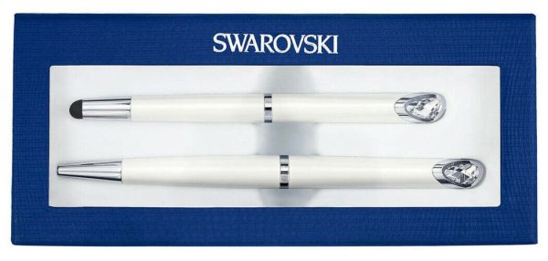 Swarovski 5224364 Crystal Starlight Ballpoint & Stylus Pen Set White For Sale