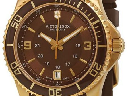 Victorinox Swiss Army Maverick GS Gold Plated Steel 241615 Womens Watch Brown Dial Rubber Strap Hot on Sale