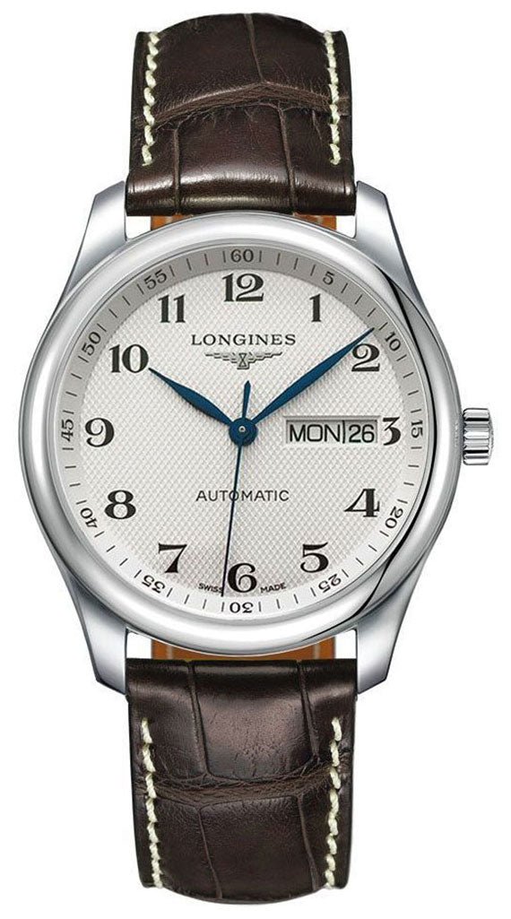 Longines Master Collection Automatic Stainless Steel Silver Dial Brown Leather Strap Day Date Mens Watch L2.755.4.78.3 Online Sale