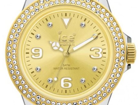 Ice-Watch Stone Tycoon Swarovski Crystals Clear Polyamide & Gold Plated Unisex Strap Watch ST.GG.U.L.10 Cheap