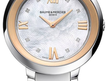 Baume & Mercier Promesse Stainless Steel & 18K Rose Gold Mother-Of-Pearl Dial Diamonds Quartz Womens Watch M0A10252 Online