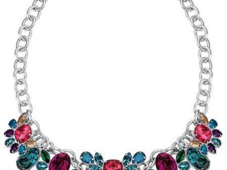 Swarovski Cardinal Rhodium Plated 5113430 Multi-Color Crystal Large Bib Necklace for Women For Discount