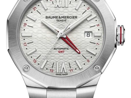 Baume & Mercier Riviera Automatic GMT Stainless Steel Silver Dial Date Mens Watch M0A10658 on Sale