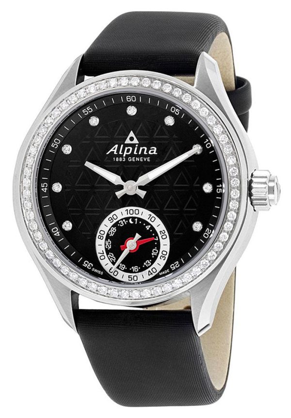 Alpina Horological Smartwatch Diamond Womens Calendar Quartz Satin Strap AL-285BTD3CD6 Hot on Sale