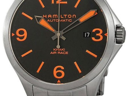 Hamilton Khaki Aviation Air Race Automatic Stainless Steel Black and Orange Dial Date Men’s Watch H76535131 For Discount