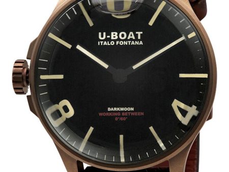 U-Boat Darkmoon Bronze Ion-Plated Steel Black Dial Brown Leather Strap Quartz Mens Watch 8467 Online now