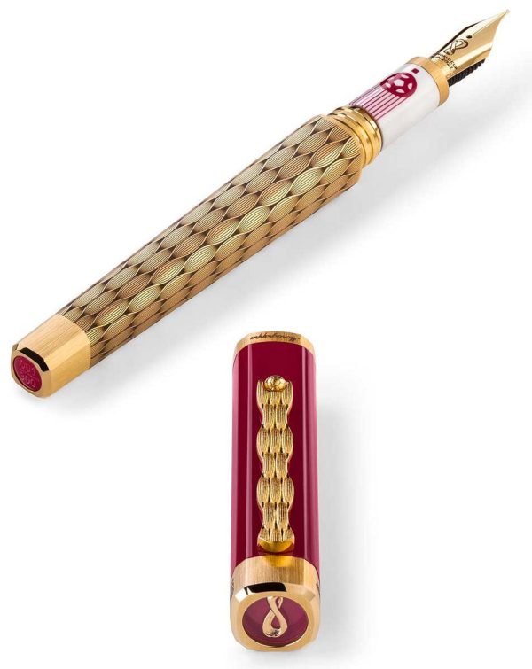 Limited Edition Montegrappa Al Tarikh Yuktab Medium Nib Maroon Yellow Gold Fountain Pen ISZ4F3IY_Q Supply