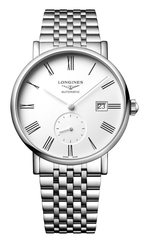 Longines Elegant Automatic Stainless Steel White Dial Date Unisex Watch L4.812.4.11.6 Online now