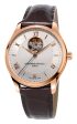 Frederique Constant Classics Heart Beat Rose Gold Tone Steel Automatic Silver Dial Brown Leather Strap Mens Watch FC-310MV5B4 Cheap