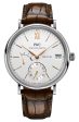 IWC Portofino Hand-Wound Eight Days Power Reserve Manual Wind Stainless Steel Silver Dial Brown Leather Strap Date Mens Watch IW510103 Cheap