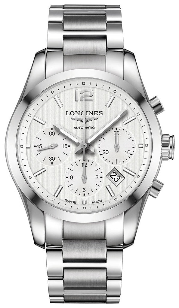 Longines Conquest Classic Automatic Chronograph Stainless Steel Silver Dial Date Mens Watch L2.786.4.76.6 Supply