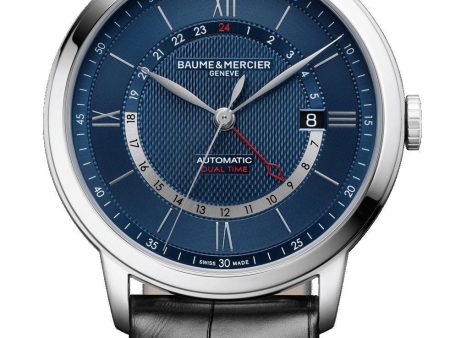 Baume & Mercier Classima Automatic GMT Steel Blue Dial Date Black Leather Strap Mens Watch M0A10482 Online