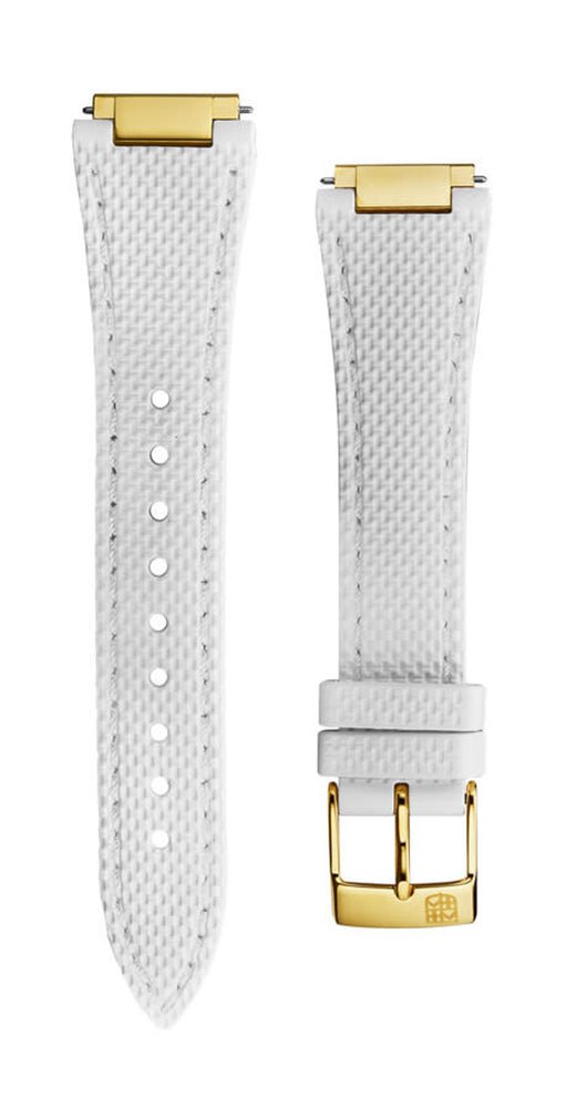 Frederique Constant Highlife Steel & Yellow Gold Plated Silver Dial Diamonds Interchangeable White Rubber Strap Date Quartz Womens Watch FC-240VD2NH3B Fashion