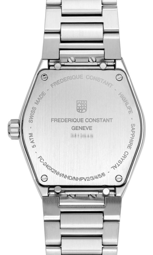 Frederique Constant Highlife Stainless Steel Blue Dial Diamonds Interchangeable White Rubber Strap Date Quartz Womens Watch FC-240ND2NH6B Online Sale