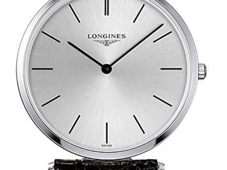 Longines La Grand Classique Stainless Steel Silver Dial Black Leather Strap Quartz Mens Watch L4.755.4.72.2 on Sale