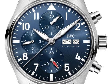 IWC Pilot s Automatic Chronograph Stainless Steel Blue Dial Day Date Mens Watch IW388102 For Cheap