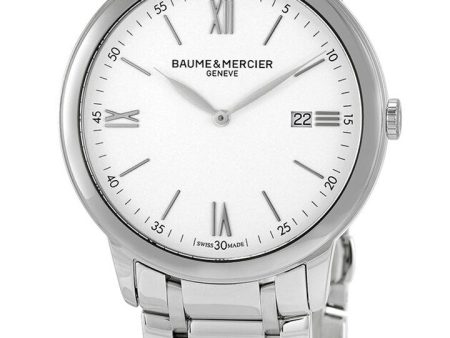 Baume & Mercier Classima Stainless Steel White Dial Date Quartz Mens Watch M0A10526 Cheap