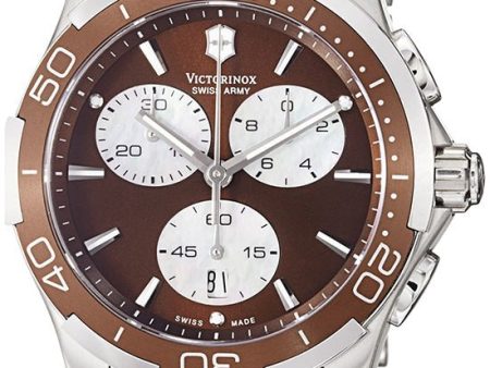 Victorinox Swiss Army Alliance Steel 241502 Chronograph Date Brown Dial Quartz Sports Womens Watch For Cheap