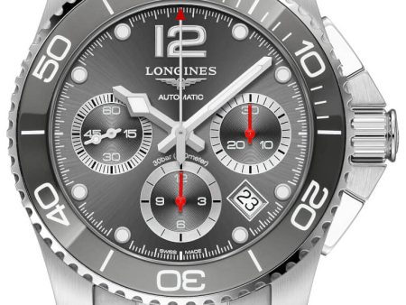 Longines HydroConquest Automatic Chronograph Stainless Steel Gray Dial Date Divers Mens Watch L3.783.4.76.6 For Discount