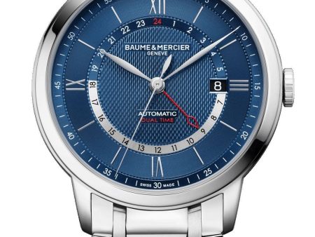 Baume & Mercier Classima Automatic GMT Stainless Steel Blue Dial Date Mens Watch M0A10483 Hot on Sale