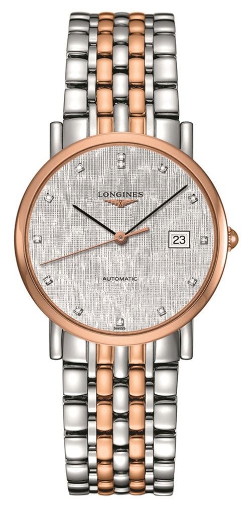 Longines Elegant Automatic Two-Tone Stainless Steel Silver Dial Diamonds Womens Watch L4.809.5.77.7 Online Sale