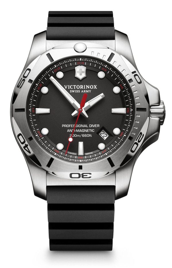 Victorinox Swiss Army INOX Professional Diver Steel Mens Watch Calendar Rubber Strap 241733 Online Sale