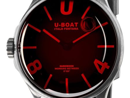 U-Boat Darkmoon Stainless Steel Black Dial Black Rubber Strap Quartz Mens Watch 9305 Cheap