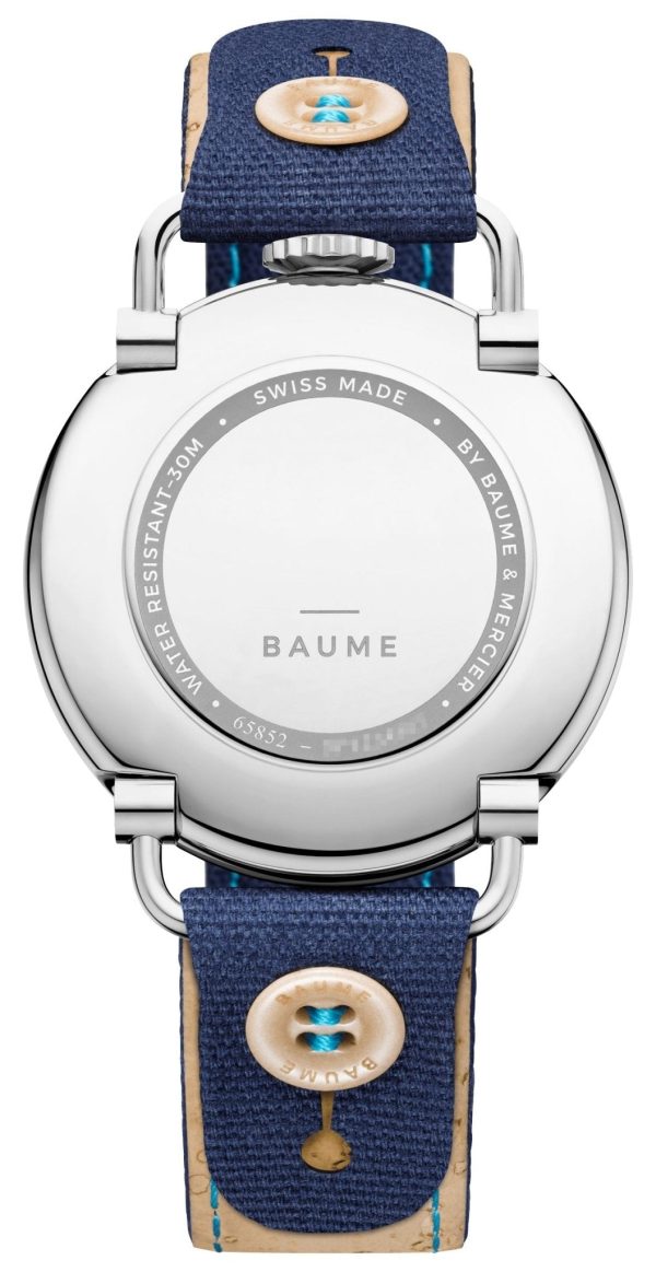 Baume & Mercier Baume Stainless Steel Blue Dial Blue Cotton Strap Date Quartz Mens Watch M0A10601 Hot on Sale