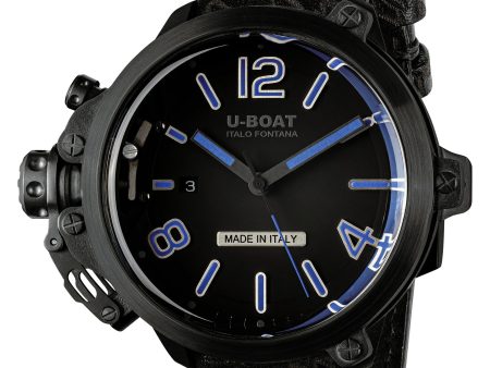 Limited Edition U-Boat Capsule Automatic Black PVD Black Dial Black Leather Strap Date Mens Watch 8806 Discount