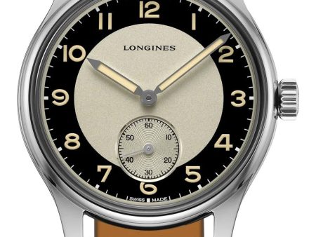 Longines Heritage Classic Tuxedo Automatic Black & Silver Dial Black Leather Strap Mens Watch L2.330.4.93.0 Cheap