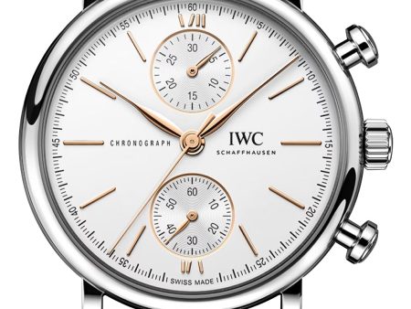 IWC Portofino Automatic Chronograph Stainless Steel Silver Dial Black Leather Strap Mens Watch IW391406 Sale